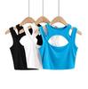 Лето, Новое поступление, женские однотонные сексуальные повседневные топы из 2 предметов, укороченные топы для женщин