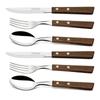 Tramontina Traditional Wood Handle Cutlery Table Set, Mixed Colors, Table Knife + Table Spoon + Table Fork, 2 Sets, Korean Popular Tableware
