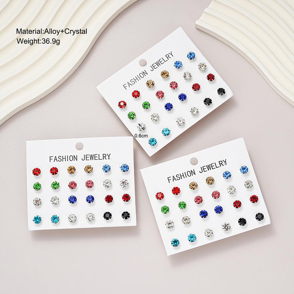 iF ME 36 пар/комплект, простые серьги из циркония для женщин, цветные серебряные серьги-гвоздики, ювелирные аксессуары