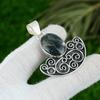 925 Sterling Silver Oval Natural Solar Moss Agate Art Deco Mother Trendy Pendant