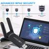 USB WiFi адаптер 1300 Мбит/с Двухдиапазонный 2,4 ГГц/5 ГГц Сетевой адаптер 802.11AC WiFi Антенна USB-ключ Для ПК/Ноутбука Без драйверов Win10/11