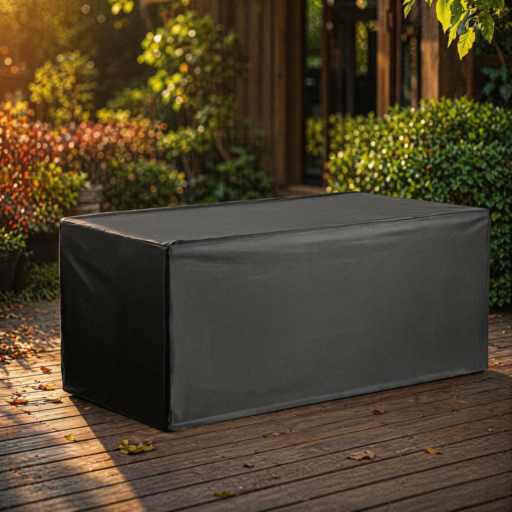One Piece Outdoor Deck Box Cover - Black Premium Oxford Fabric - Compatible with most other deck boxes (cover only)