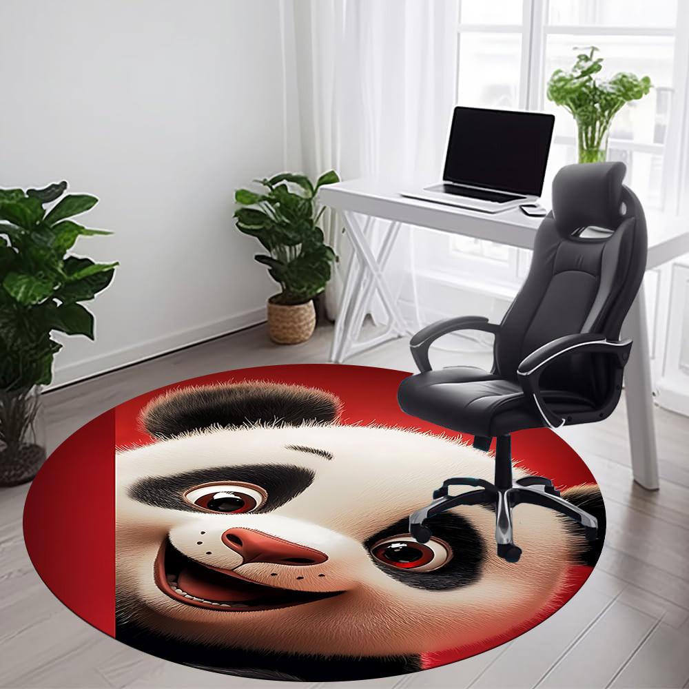 1PC Panda Smile Office Round Area Rug, Mat Suitable ForOffice, Under Office Chairs Bedroom Living Room Home Decor, Room Deco