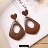 Vintage Brown Coffee Wood Stud Earrings Niche Maillard Exaggerated Round Earrings Earrings Earrings Women