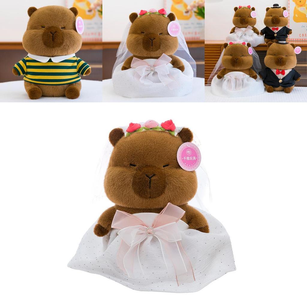Wedding Themed Capybara Plush Toy With Detachable Clothes For Couples Gift