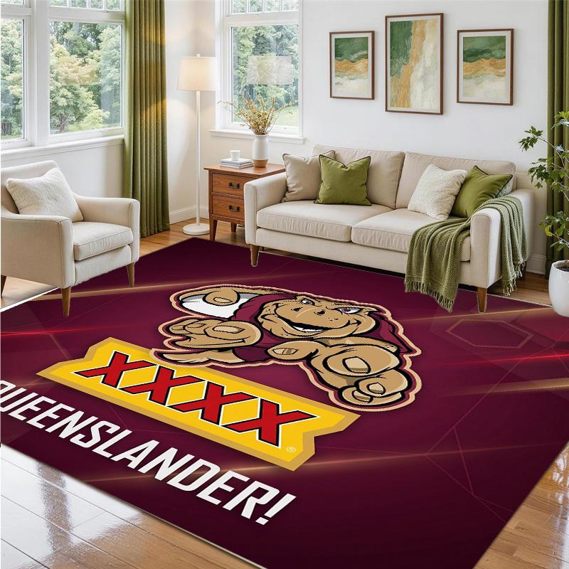 Queensland Maroons Design Crystal Velvet Rug Soft Decorative Mat for Bedroom Entrance