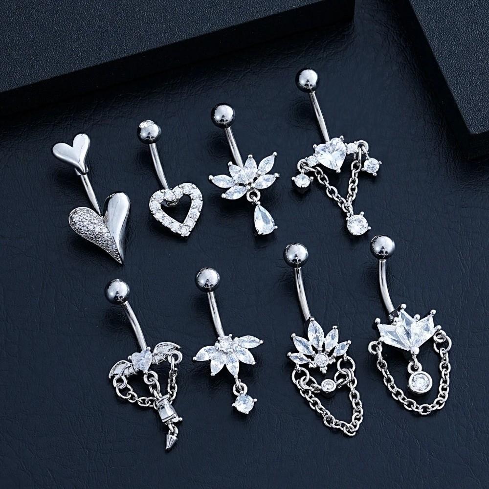 Elegant Crystal Ball Belly Button Rings Copper Shiny Body Jewelry New Gem Navel Piercing  Men