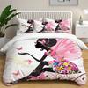 Cartoon Girly Butterfly Duvet Cover Lovely Pink Flower Fairy with Wings Romantic for Children Women Gifts for Bedroom Decoration