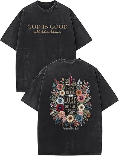 Христианские футболки GOD Is Good Графические футболки Крест Библия Голубь Иисус Религиозная футболка Ретро стирка Топы Унисекс Повседневные топы