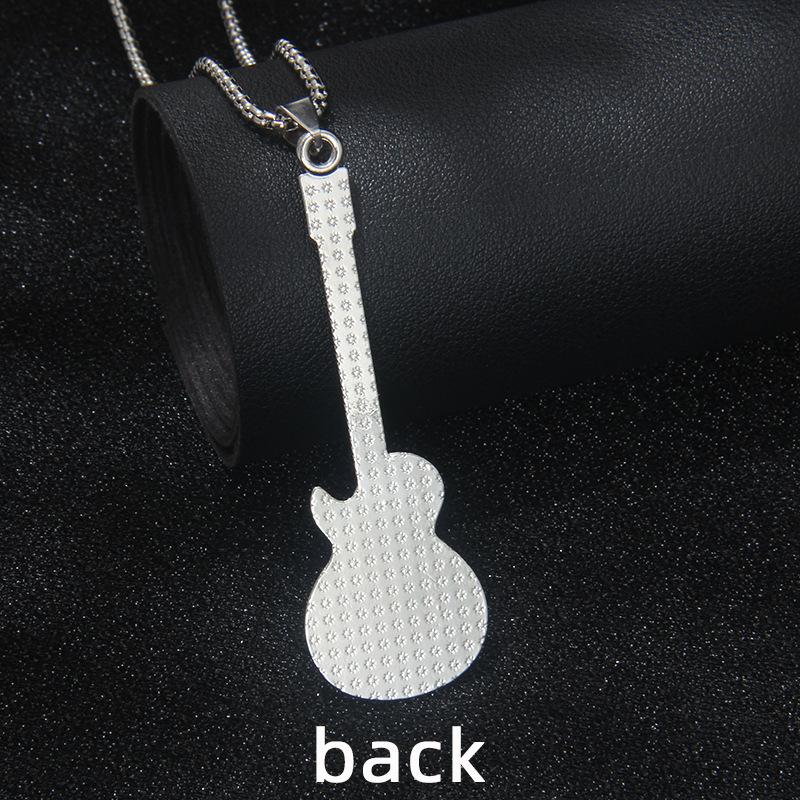 Drip guitar stainless steel necklace personality niche simple jazz rock music note long sweater chain