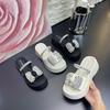 Rhinestone Slippers Women's Summer Outer Wear 2025 New Models Are Not Tired of Feet with Thick Soles and Skirts French Crystal Casual Cool Slippers