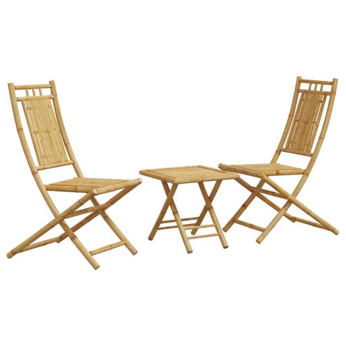 VidaXL Ensemble de bistro 3 pcs bambou, ensemble de bistro de jardin, ensemble de balcon, ensemble de meubles d'extérieur 3278522