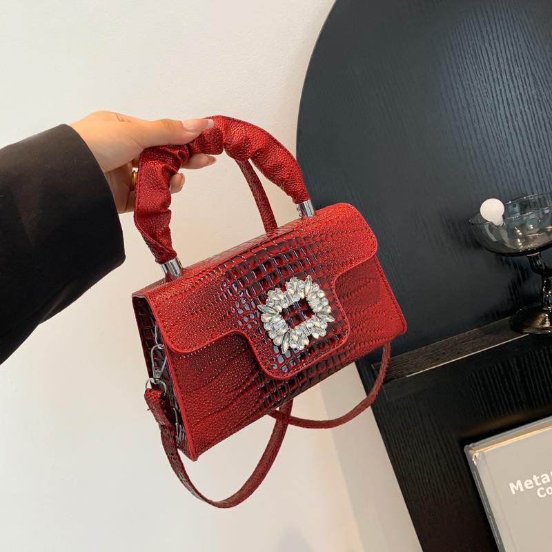 Сумка с высокой стоимостью, женская осенняя сумка с глянцевым крокодиловым узором, универсальная повседневная сумка-мессенджер через плечо, маленькая квадратная сумка