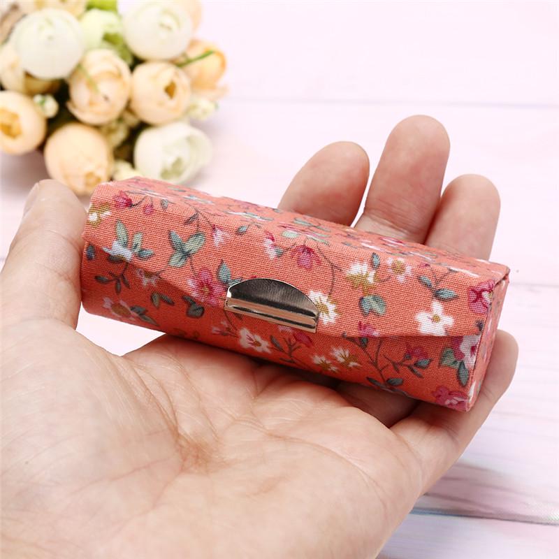 Lipstick Case Retro Embroidered Holder Flower Design With Mirror Packaging Box