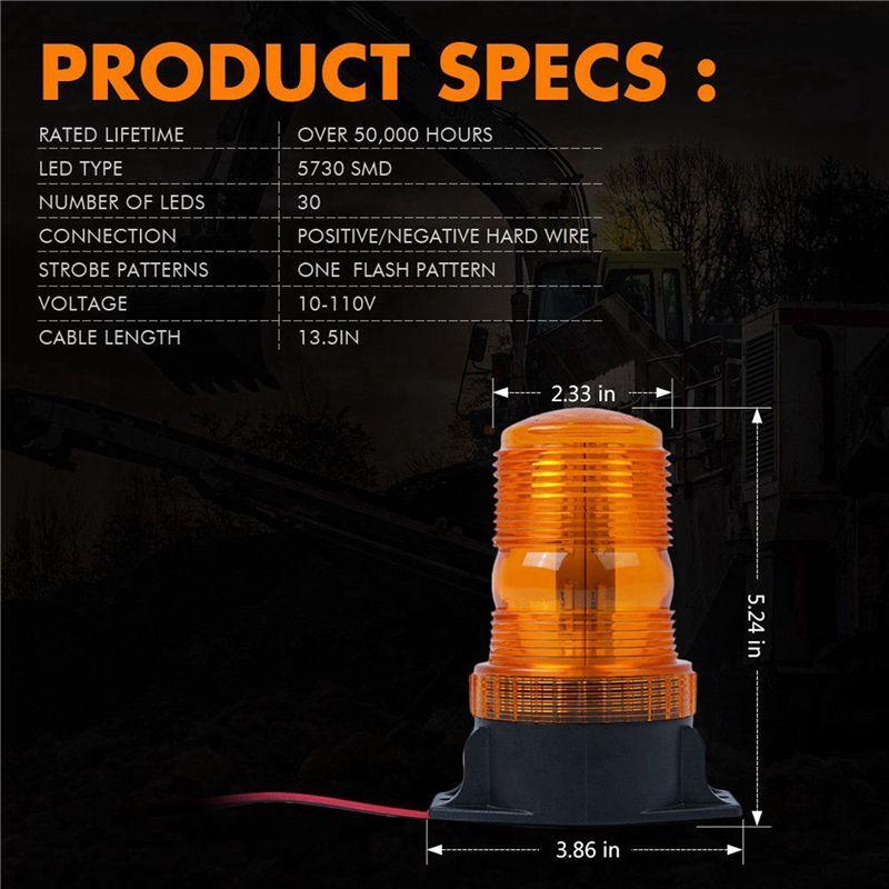 6X Forklift 30 Led Beacon Light Strobe Lamp Hazard Emergency Flashing Warning Amber