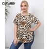 Женская футболка больших размеров, футболка с принтом, повседневный пуловер с круглым вырезом, топ с короткими рукавами