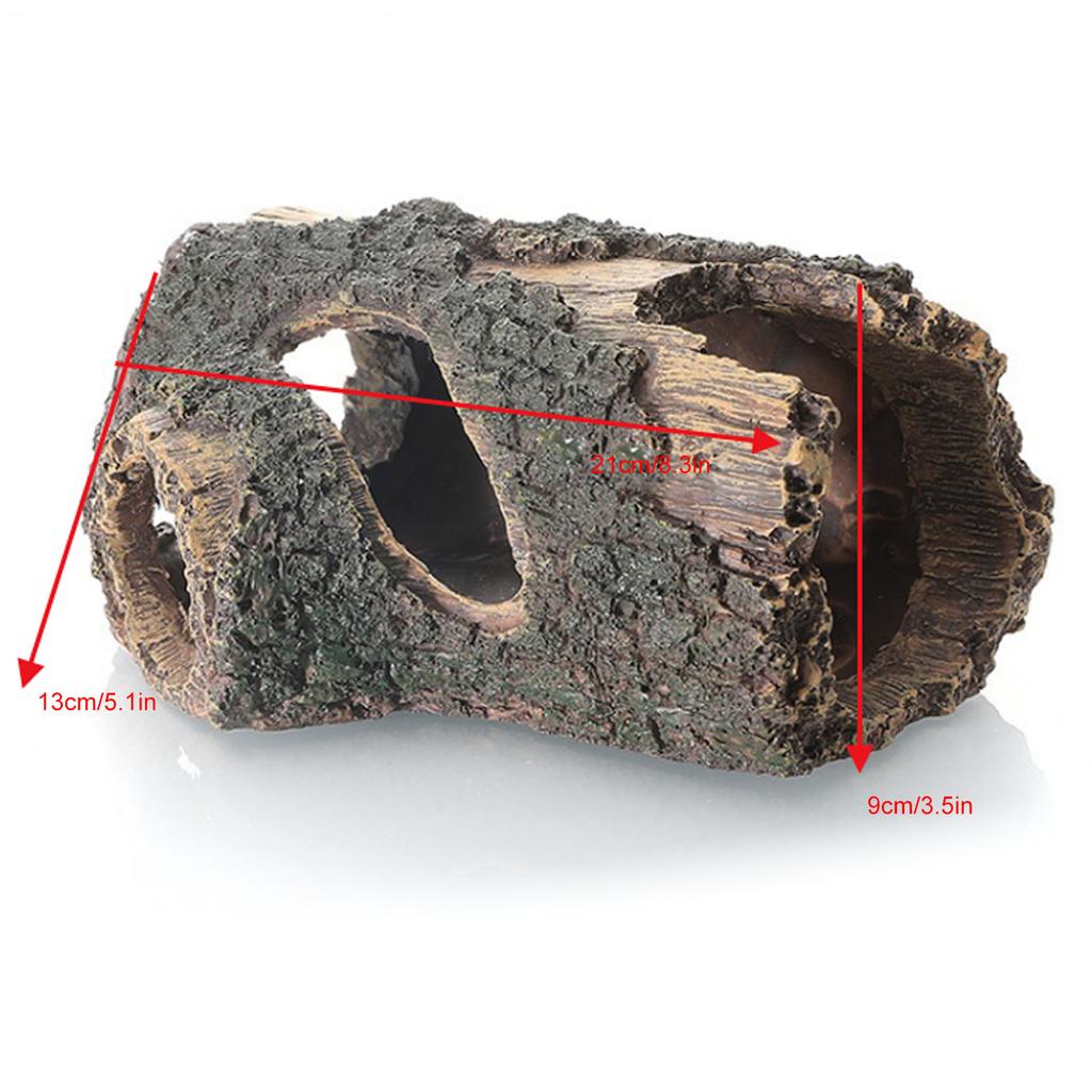 Wood Aquarium Ornament Simulation Resin Fish Artificial Tree Hole Ornament for Aquascaping