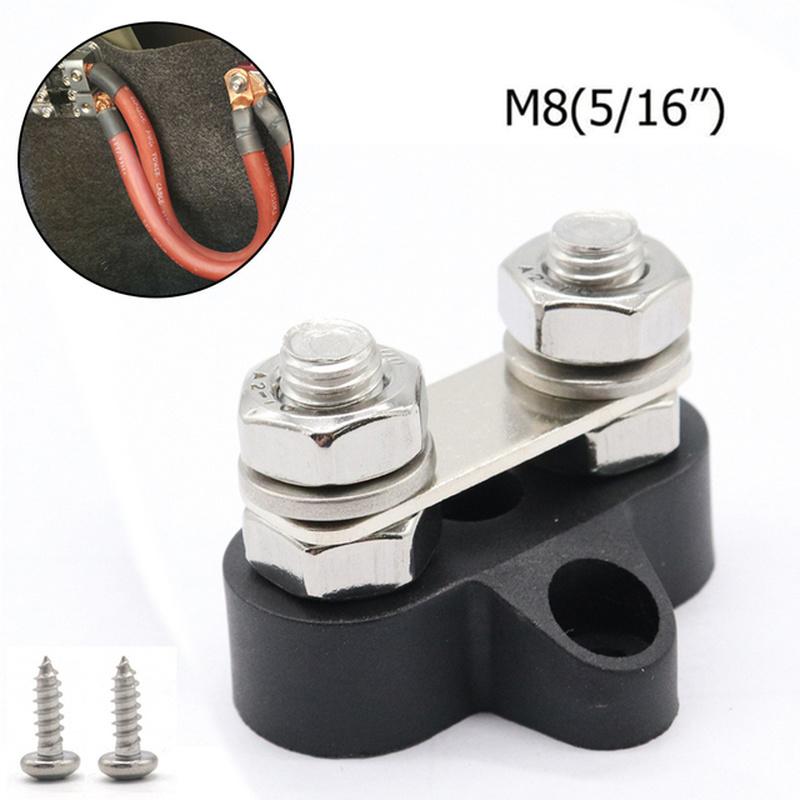 Шпилька клеммного блока Daul, двойная клеммная колодка M8 постоянного тока, 48 В, силовая клеммная колодка, положительные отрицательные фиксированные болты проводки для грузовика, лодки, автофургона