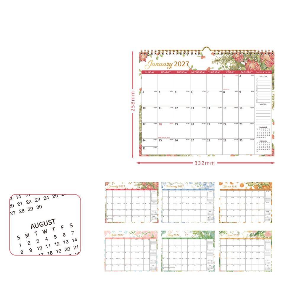 Jan. 2027 - Dec. 2027 2027 Flower Desk Calendar Foldable English Calendar Home