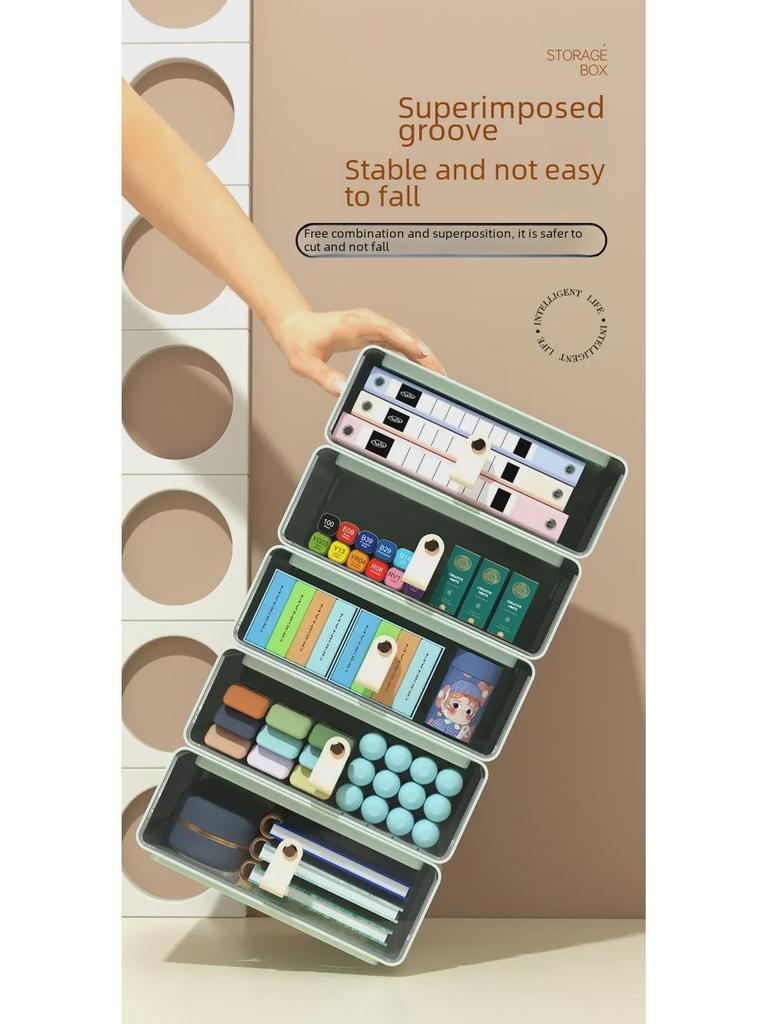 Многослойный настольный ящик для хранения вещей: Креативный, вместительный, многофункциональный ящик для офисных и студенческих канцелярских принадлежностей