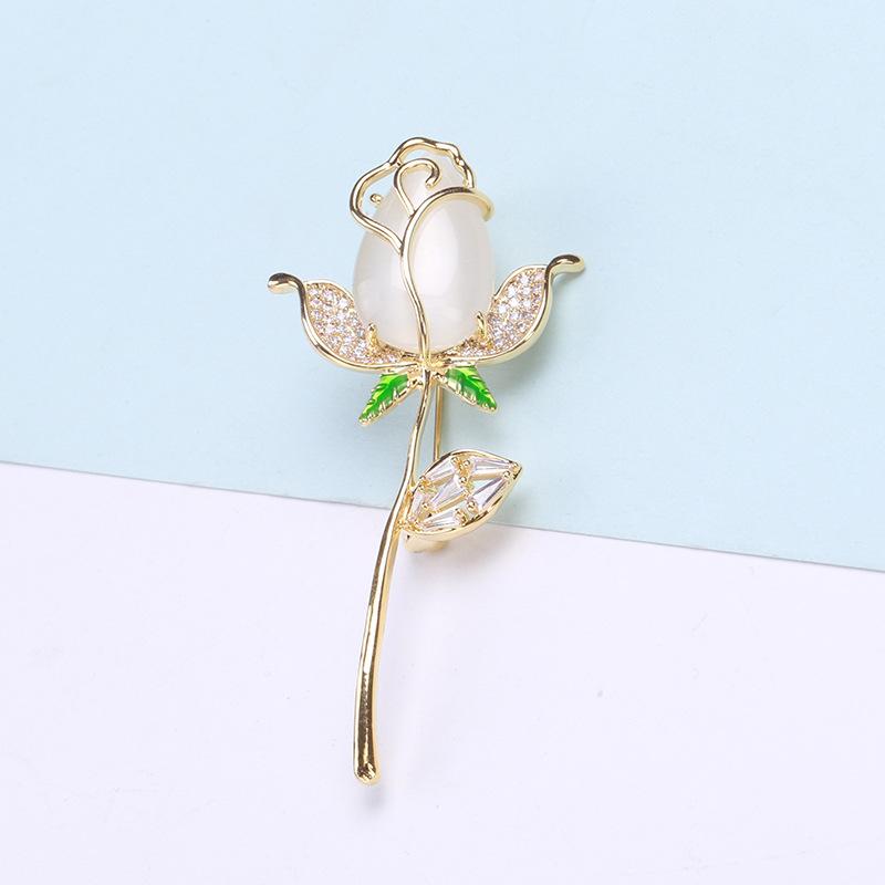 Blucome Gentle Rose Shape Brooch Female All-match Banquet Dress Corsage Accessories Elegant Pin Fashion Jewelry