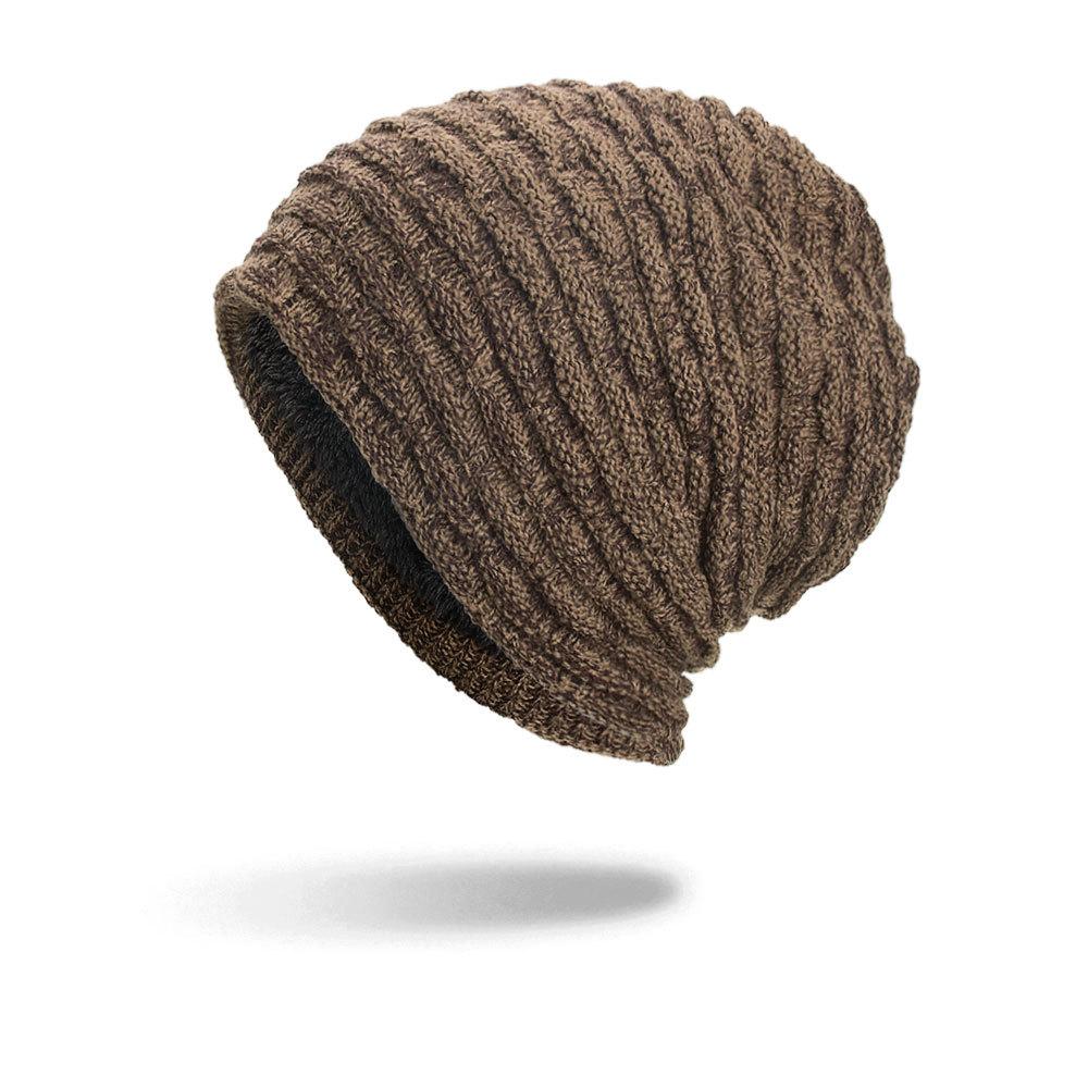 Autumn and Winter New Velvet Colored Small Horizontal Strip Pullover Hat Knitted Wool Hat