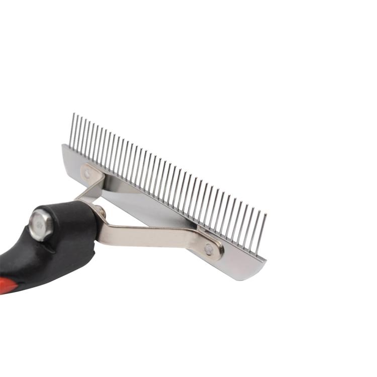Big Dog Hair Combs Stainless Steel Pet Grooming Rake Comb Rubber Handle Hairdressing Brush Tool, Size: 17.0x16.0cm