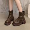 Fashion Women's Fashion Boots Thick Heel Sleeve Square Heel Anti-slip Shoes for Women Buckle Round Head Middle Follow Shoes for Women