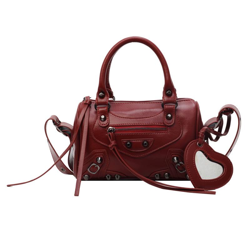 This Year's Popular Bag 2025 New Korean Version of Fashion Rivets Personalized Trend Women's Portable Messenger Small Square Bag Pu