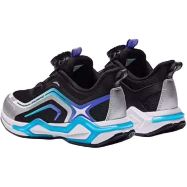 Anta Kids Bow Speed Comfortable Non-Slip Wear-Resistant Rebound Low-Top Running Shoes Kids Sneaker Black Silver Blue 312449907-3