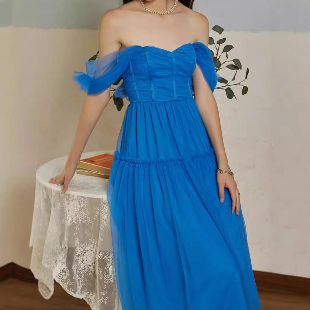 2025 Новое женское платье, сетчатое платье, платье принцессы без рукавов, среднее платье