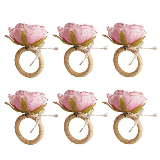 Кольцо для салфеток в виде цветка, кольцо для салфеток в виде розы ручной работы с галстуком-бабочкой, держатель для салфеток в деревенском стиле для свадебных вечеринок в День святого Валентина