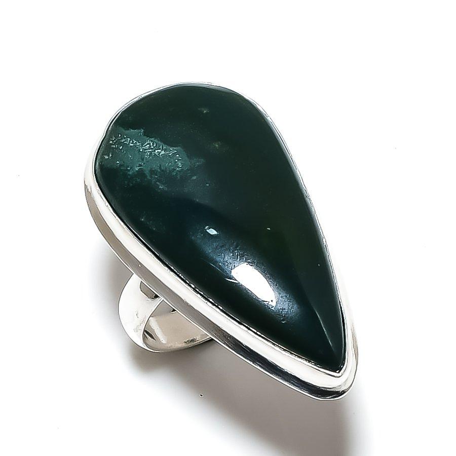 Indian Moss Agate Gemstone 925 Sterling Silver Gift Jewelry Ring Size 9 E1j78