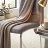 Gray velvet chair with chrome legs for Furnitex table