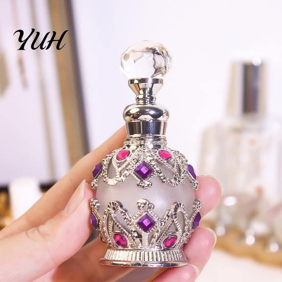 Decorative Perfume Bottle 15ML Vintage Luxury Refillable Bottle, Essential Oil & Fragrance Glass 15ml Dubai Arabian Style Empty Container for