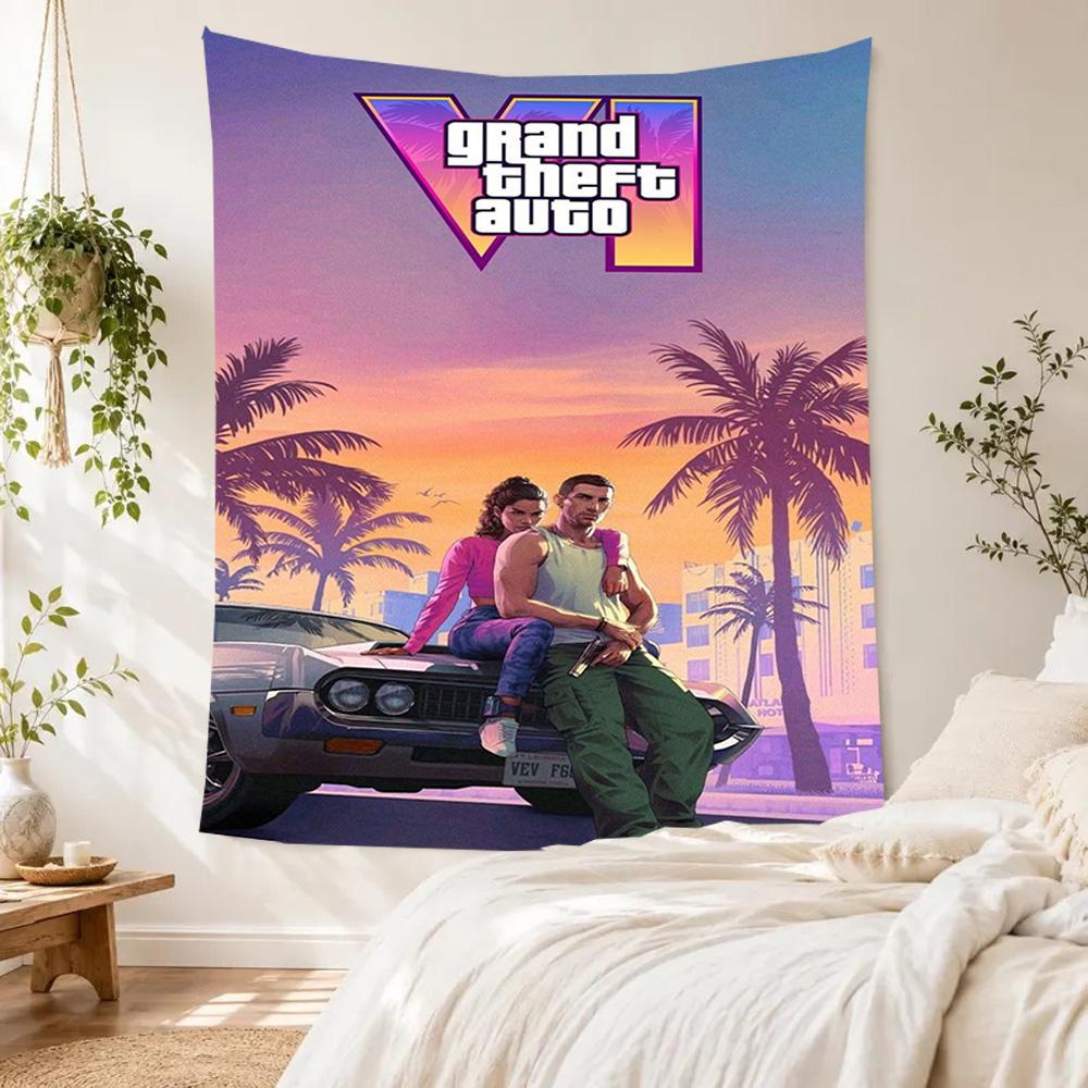 Grand Theft Auto Vintage Tapestry Retro Boho Ideal for Balcony Dorm Wall Bedroom Versatile Decor Boho Decor Gift for New Home