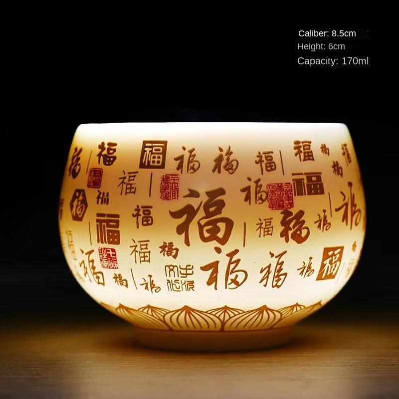 1 шт. Blanc De Chine Heart Sutra Baifu Master Cup White Jade фарфоровый чайный сервиз Kung Fu, большая персональная специальная чайная чашка