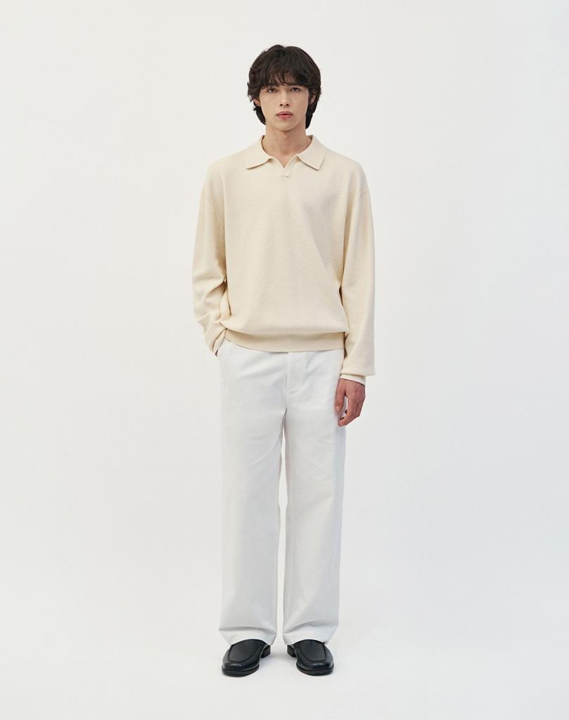 WORK ON BODY OFF Vernos Semi-Overfit Collared Knit [Ivory]