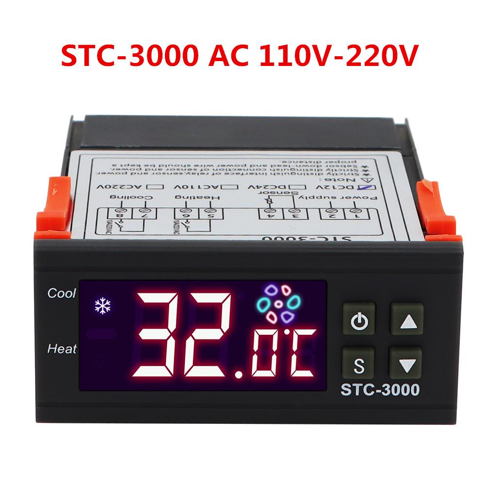 Терморегулятор STC-3000 12В 24В 220В Сигнализация Датчик Охлаждение Нагрев Коррекция температуры Гигрометр