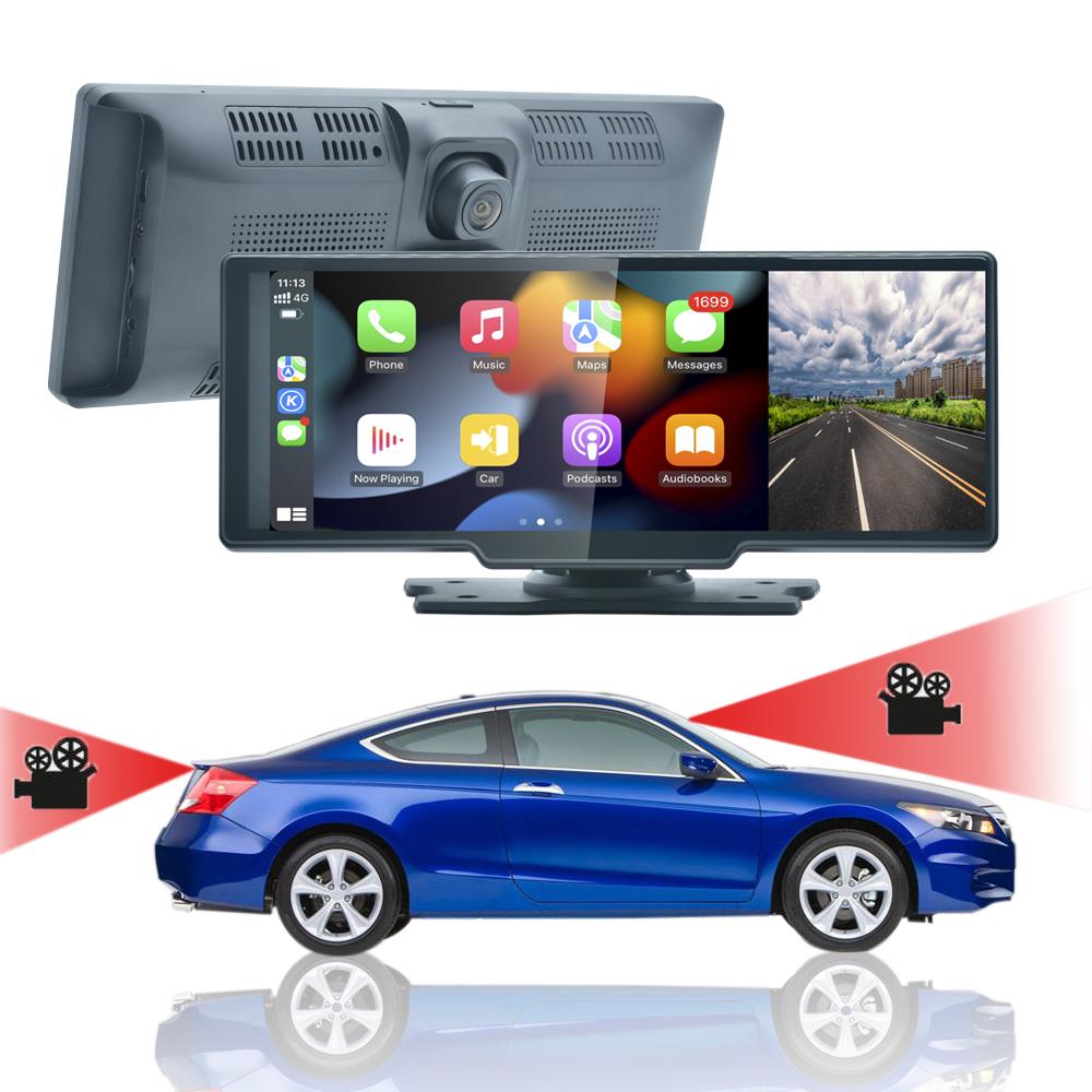 10.26" Support Build-in For Wireless Apple Carplay Andro Auto Bluetooth WiFi Car DVR Dual Cameras Recording 2.5K + 1080P APP Control Multimedia Player