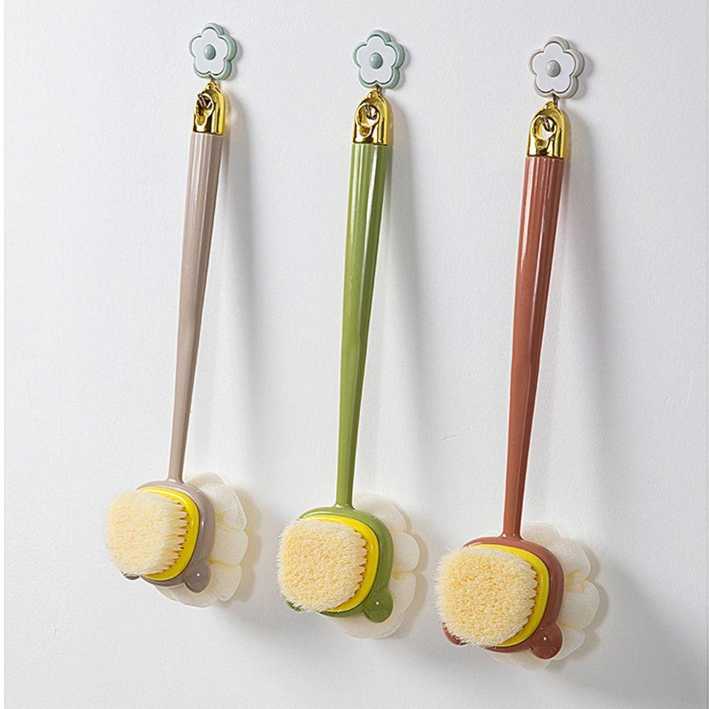 2 In 1 Shower Brush Long Handle Body Exfoliating Brush Creative Rubbing Back Artifact