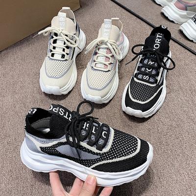 Удобные и дышащие туфли для папы, женская весенняя новая корейская версия, универсальная повседневная обувь, легкая спортивная обувь на платформе с мягкой подошвой, сетчатая обувь