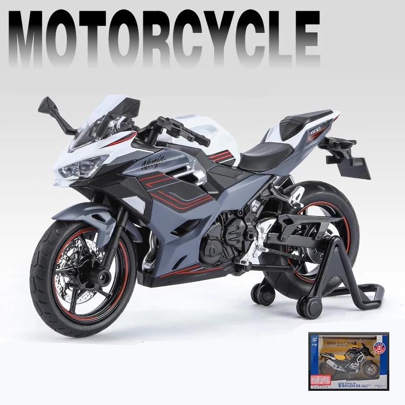 1/12 Kawasakis Ninja 400 Racing Cross-country Motorcycle Model Metal Street Motorcycle Collection Sound and Light Gift