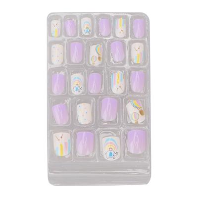 24 шт. детские самоклеящиеся накладные ногти безопасные нежные интересные стильные DIY детские полное покрытие накладные ногти