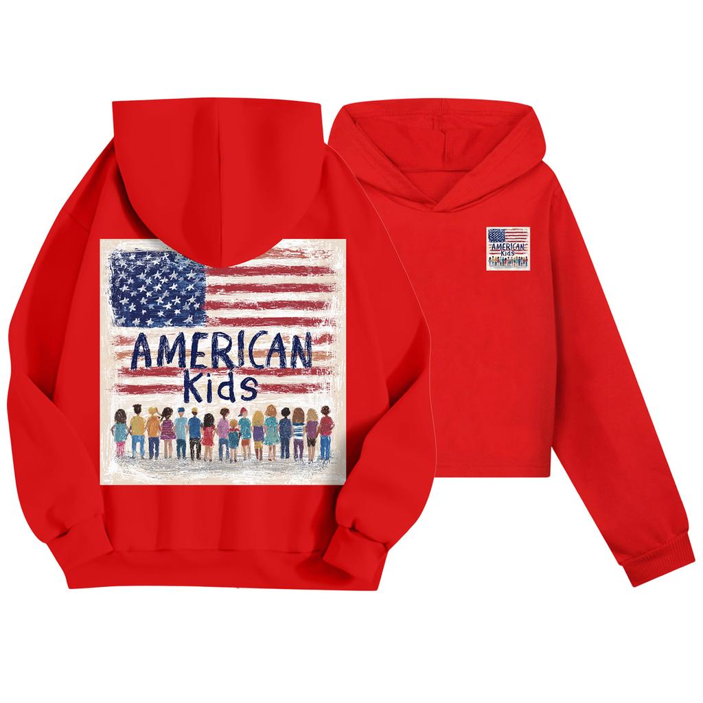 Детская повседневная модная толстовка с капюшоном и длинными рукавами с принтом американского флага