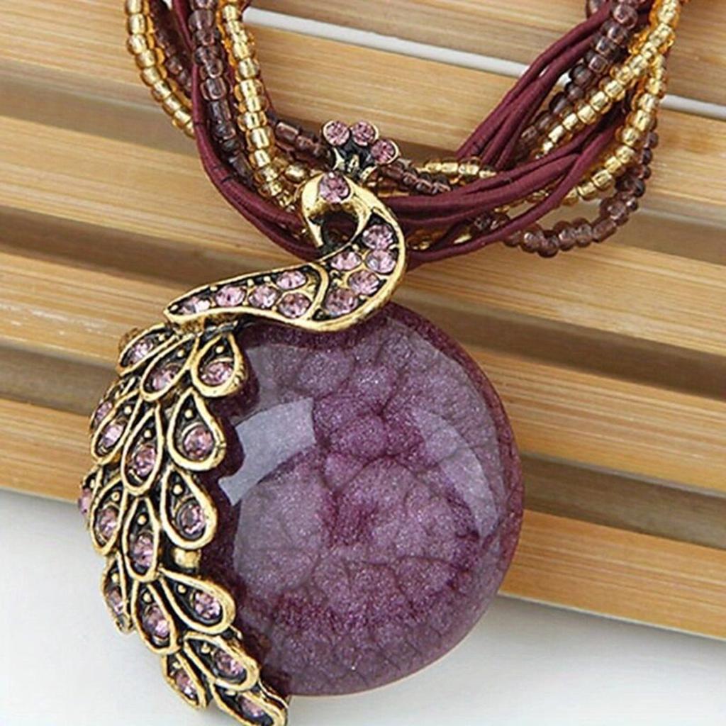 Ожерелье с подвеской в ​​стиле ретро в богемном стиле, инкрустированное искусственными кристаллами и стразами, модное ожерелье для женщин, идеальный аксессуар для повседневного ношения