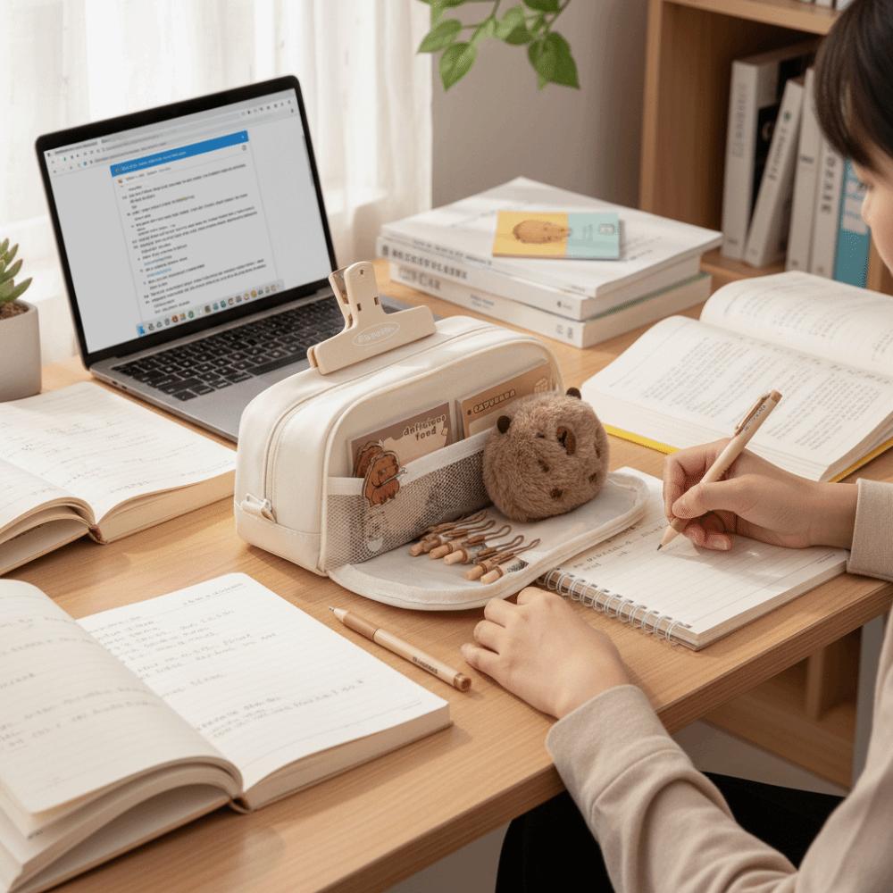 Multiple Sections Pencil Case Large Capacity Double-layer Pencil Case Stationery Bag High-value