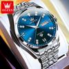 OLVES Diamond Couple Watch Set Original Automatic Mechanical Wristwatch for Men Women Elegant Luxury Dual Calendar Lover's Watch