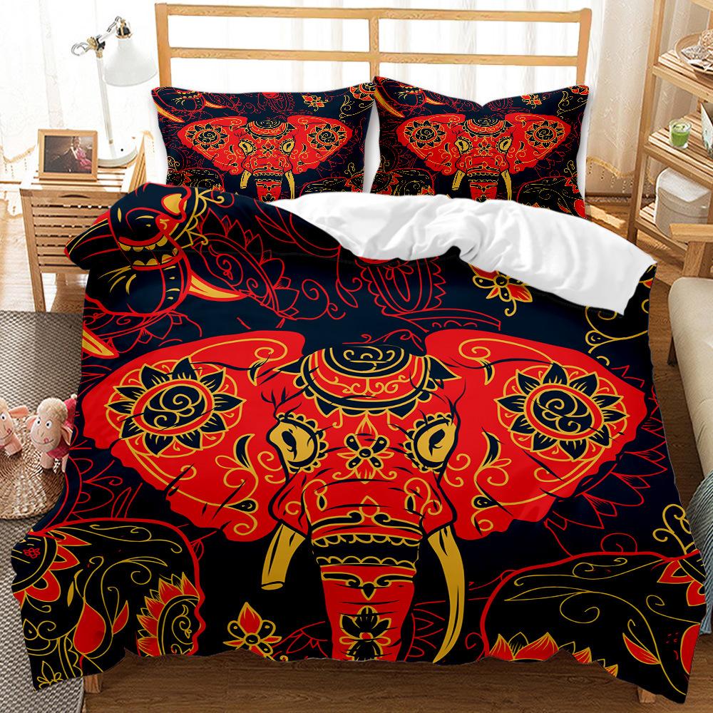 Abstract animal three-piece bedding 3D digital printing quilt set