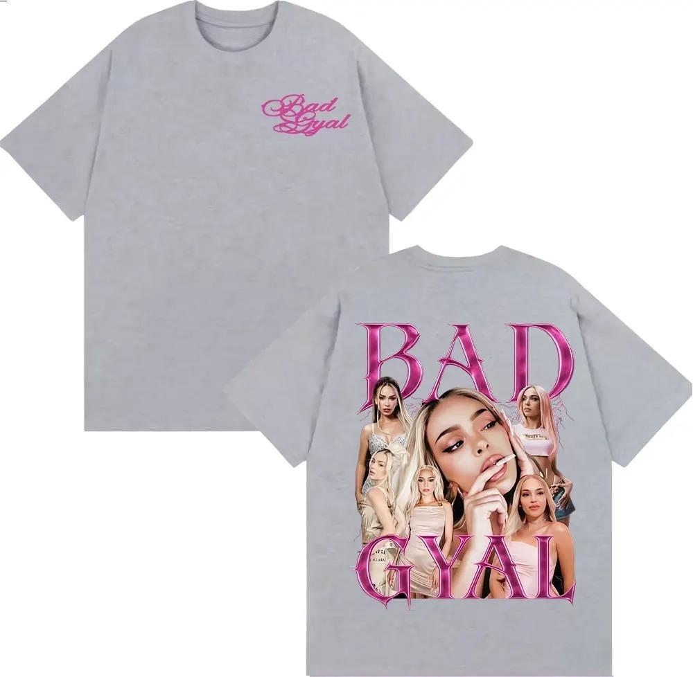 Певица Bad Gyal Винтажные Графические Футболки 90-х Унисекс Женские Харадзюку Эстетика Тренд Футболка Повседневная Свободная Хлопковая Футболка с Коротким Рукавом